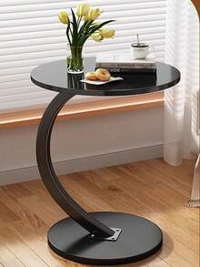 Mesa de Centro Popular mesa auxiliar/minimesa de café con estilo minimalista, con estantería de almacenamiento, mesa auxiliar de sofá móvil - Negro - Ver 2