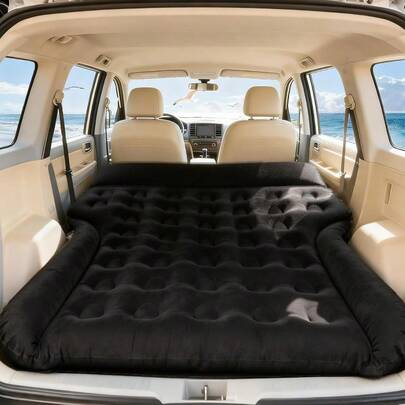 Car Air Mattress - Inflatable Mattress Full Size SUV Air Bed For MPV Truck RV Van Trunk Car Bed Thickened Flocking Portable Camping Bed Sleeping Mat For Car Travel Tent Temporary Guest Bed