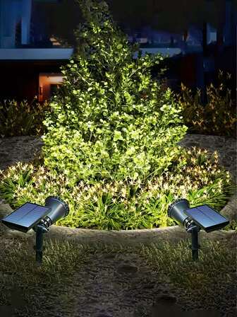 1/2/4个装 18LED 太阳能路径灯，白光草坪/地面灯，多功能可拆卸户外壁灯，配备 1200mAh 可充电电池、太阳能电池板，3 种可调节照明模式，适用于花园、庭院、小路、房屋、露营 - 2025 升级版激光灯