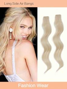 Long Side Air Bangs Natural Wavy Clip In Bangs Front Side Bangs For Women Daily Use 2 PCS Set Long Front Side Bangs - Gold - View 1