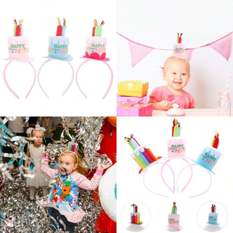Diadema Diseño de Vela para Fiesta de Cumpleaños 3 Piezas Surtidas de Colores Accesorio Decorativo para Tocado Infantil Color Aleatorio Color AleatorioConveniente y duradero,Los favoritos de los niños - Azul - Ver 1