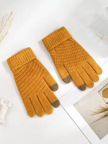 1 双/2 双女士冬季触屏毛绒衬里温暖厚实柔软舒适手套，在寒冷天气提供温暖并保持双手温暖 - 多色 - 查看 9