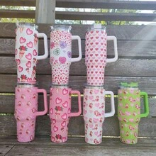 40盎司不锈钢保温杯，Nonpareil真空隔热旅行杯，带盖、吸管和手柄，大容量，适合户外、露营、车载使用 - 情人节送给女朋友的礼物 - 紫色 - 查看 3