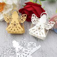 1pc Cute 3D Angel Die Cutting Mold, Angel Light Box Embossing Mold, Suitable For Holiday Decoration Scrapbooking, Paper Crafting Cutting, DIY Greeting Cards, Elegant Scrapbooking, Wedding, Birthday, Valentine's Day Cards - Christmas Cards - Halloween Cards, Applicable For DIY Scrapbooking, Invitations, Gifts - Silver - View 4