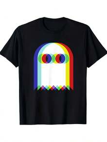 男士圆领幽灵印花时尚百搭通勤短袖T恤 - 黑色 - 查看 1