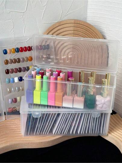 Caja de almacenamiento transparente grande para esmalte de uñas, esmalte de uñas en gel, productos para el cuidado de las uñas, decoración de habitaciones, bolsas, bolsas cosméticas, tocador, viaje, bolsa de aseo, caja de almacenamiento de escritorio, bolsa cosmética