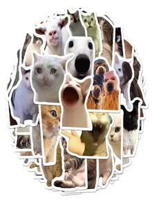 100张趣味猫咪乙烯基贴纸，创意DIY防水贴纸，适用于马克杯、冰箱、书籍、行李箱、桌子、头盔、滑板、相机、吉他、笔记本电脑等。 - TZ10096-50pc - 查看 10