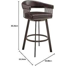 Armen Living Chelsea 26" White Faux Leather and Brushed Stainless Steel Swivel Bar Stool(25 Chocolate) - Multicolor - Ver 3