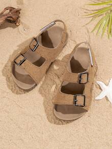 Nuevas sandalias de playa para niños con estilo minimalista tipo , de suela suave y antideslizante - Caqui - Ver 3