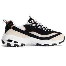 Skechers D'LITES 女士减震复古奶油色熊厚底运动鞋，896204-BKGD - 黑色/金色 - 查看 2