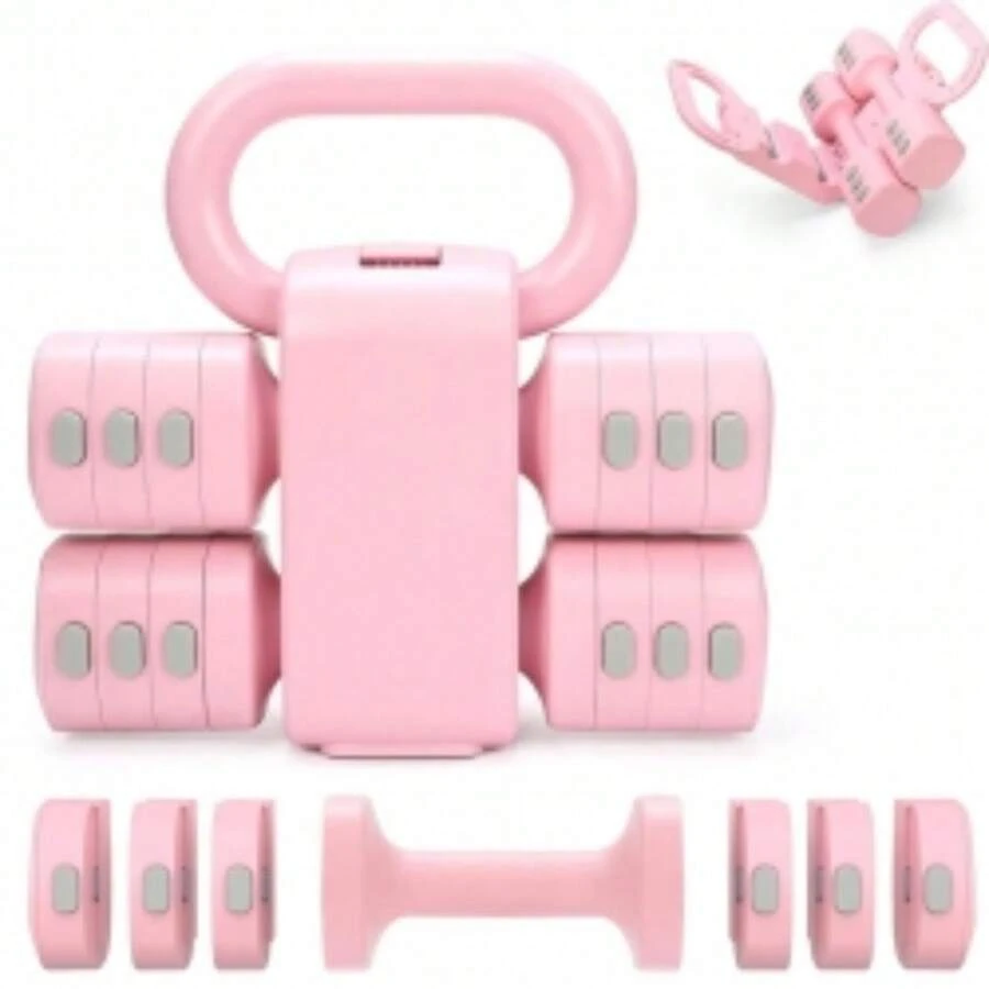 Multifunctional Dumbbells 2in 1 Home Dumbbell Kettlebells Adjustable Weight - Pink - View 1
