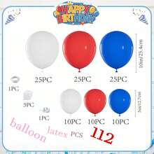 112pcs DIY Red White Blue Latex Balloon Arch, Suitable For Sports Events, Birthday Parties, Weddings, Anniversaries, Bridal Showers, Graduations, Christenings, Carnivals, Gifts, Gender Reveal Parties, Festivals, Hawaiian Photography, Mother's Day And More - Multicolor - View 4