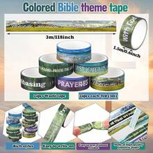 24 Rolls Christian Washi Tape Gifts Bulk Religious Inspirational Scripture Supplies Bible Verse Washi Tape For Bible Journaling Study Crafting New Year DIY Gifts - Scenery - 查看 3