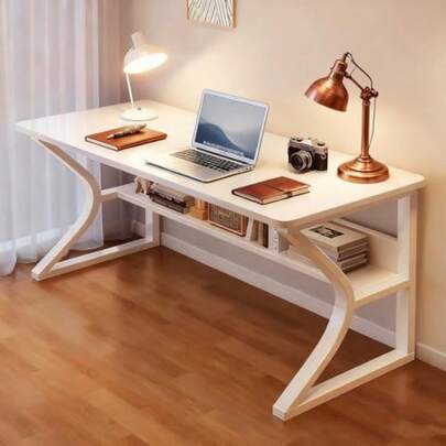 Home Office Desk 100cm C-Shaped Computer Desk Heavy Duty Steel Gaming Table Modern Office Table Workstation Business Working Desk For Home Office Study Easy To Assemble White