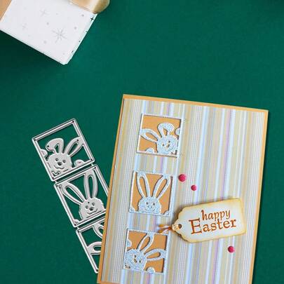 1 件装复活节兔子剪贴簿模具 - 非常适合纸艺、卡片制作、剪贴簿和 DIY 相册装饰，该模具采用金属材质！