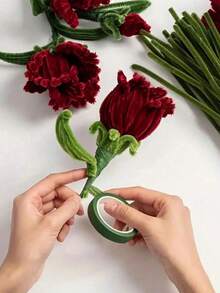 Burgundy Craft Chenille Stems DIY Craft, Art Project And Decoration, Versatile DIY Twisted Flower Craft Material, Adult Craft, Chenille Stems Flowers, Suitable For Decorating Valentine's Day, Graduation, Birthday And Other Occasions