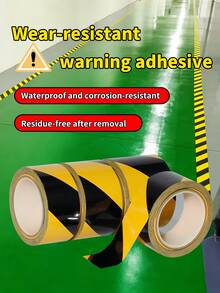 1 Roll Of Black And Yellow Two-Tone Warning Tape | 4 Width Options (48mm/50mm/60mm/80mm) | 33m LengthSuitable For Outdoor, Factory & Public Area Use – Ideal For Isolation, Caution And Warning Purposes - Black and Yellow - View 1