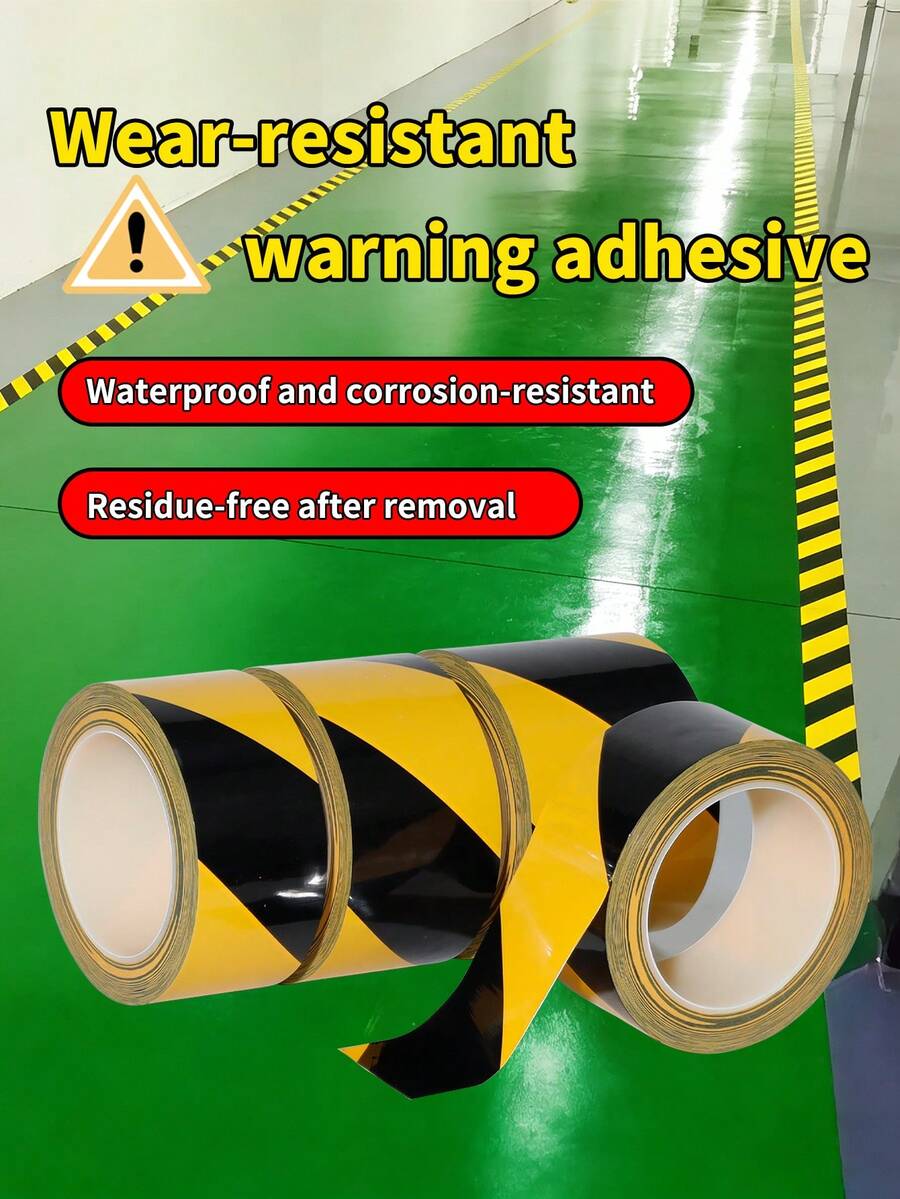 1 Roll Of Black And Yellow Two-Tone Warning Tape | 4 Width Options (48mm/50mm/60mm/80mm) | 33m LengthSuitable For Outdoor, Factory & Public Area Use – Ideal For Isolation, Caution And Warning Purposes - Black and Yellow - View 1