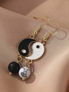 Yin Yang Tai Chi Pattern Dangle Earrings Retro Zinc Alloy Silver Plated Jewelry Personalized Female Gift - Bagua - View 1