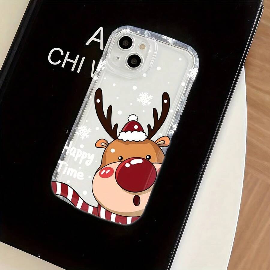 Funda de teléfono de reno navideño para iPhone 17 Air/16e/15/14/13 Mini/12 Mini/11 Pro/Pro Max/Plus, a prueba de golpes + a prueba de caídas, total, 360°Protege el teléfono - transparente - Ver 1