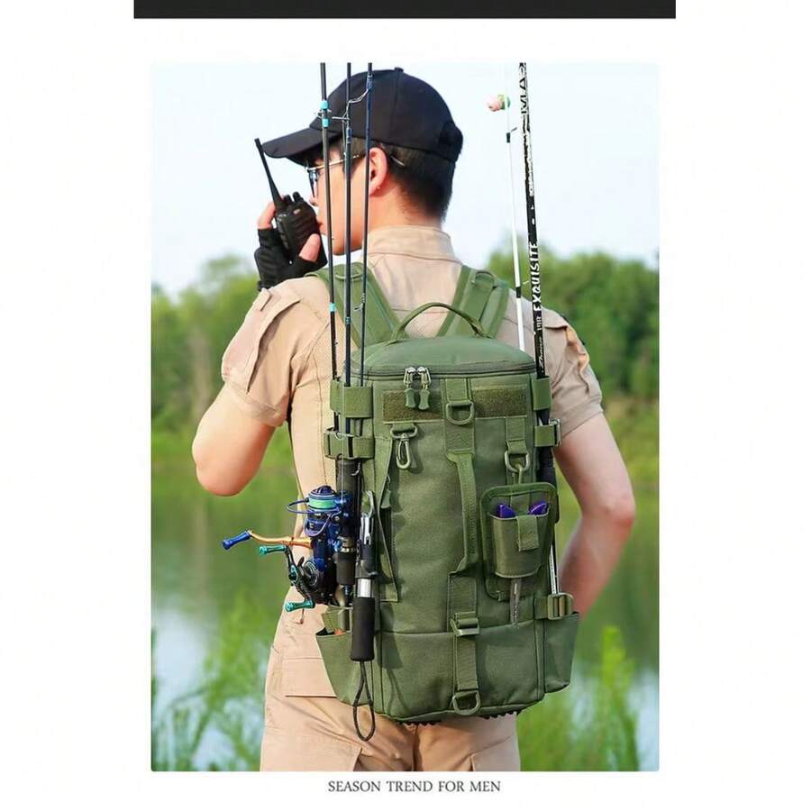 男士钓具包 - 斜角钓具盒，适用于存放钓鱼装备和配件 | 男女通用钓鱼装备收纳包 | 户外徒步、徒步背包、男士多功能背包、户外旅行包、父亲节、生日、毕业典礼、圣诞节旅行礼物、送给男友的礼物、男士背包