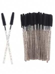 50pcs/Bag Crystal Silicone Eyelash Brush Lash Makeup Brushes Eyebrow Comb Eyelashes Extension Spoolie Microbrush Cosmetics Tool - Multicolor - View 12
