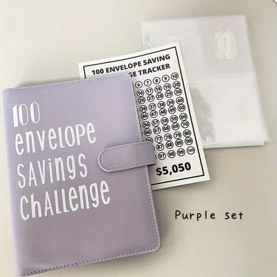 Achieve Your Savings Goal! 100 Envelope Challenge Binder - A Fun & Easy Way To Save $5,050 | 100-Day Budget Planner Kit With Cash Envelopes | Violet