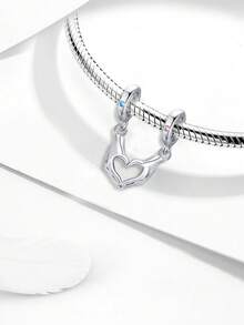 1pc 925 Sterling Silver Elegant Heart Shaped Safety Chain Pendant, Suitable For Women's Bracelets, Bangles, DIY Jewelry Making, Date Gift, Exquisite Women Jewelry