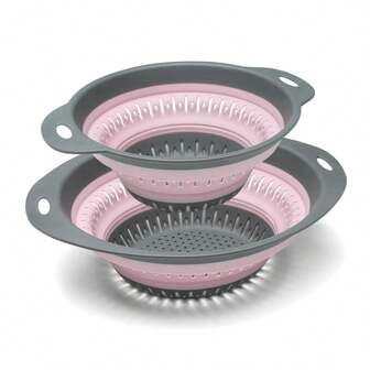 1pc/Set Foldable Large/Small, Square/Round Drain Basket, Space-Saving Collapsible Design, Convenient For Kitchen, Dining Room, Vegetable & Fruit Cleaning And Quick Draining