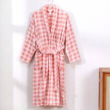 1pc Coral Fleece Bathrobe, Soft, Absorbent, Comfortable Robe For Bedroom, Bathroom, Pool, All Seasons - Grey - View 10