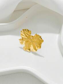 1pc Fashionable Stainless Steel 18K Gold Plated Large Pearl Fan Ring/Blue Universe Ring/Lotus Leaf Ring, Suitable For Women For Daily Wear, Banquet, Party, Travel, Holiday