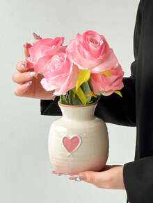 1个渐变心形小花瓶，陶瓷材质，个性化创意高品质迷你装饰花瓶，心形元素与情人节风格，优雅温馨的家居装饰，花瓶摆件礼品 - 彩色 - 查看 9