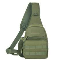 Small Outdoor Tactical Camouflage Kettle Chest Bag Molle Pouch Hiking Backpack Nylon Hunting Fishing Camo Hiking Shoulder Bag - màu đen - Xem 7