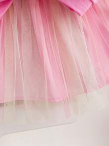 2pcs Girls Casual Outfit, Long Sleeve Sweatshirt With Embroidered Letter & Colorful Mesh Skirt, Soft & Comfortable Fabric, Fashionable Outdoor, Sports, Party Wear - 粉色 - 查看 8