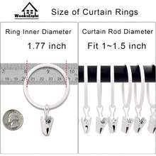 - Paquete de 20 anillos de cortina blancos con clips, ganchos de cortina, ganchos de clip para colgar cortinas, sombreros de lazos, anillos de cortina de 1.75 pulgadas I D, se adapta a - Blanco - Ver 4
