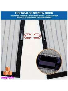 90*210CM Mosquiteras antimosquitos, pantallas de puerta magnéticas sin perforación, aislamiento, nuevas cortinas automáticas, malla de cierre para cocina y sala de estar, 2024 - Negro - Ver 5