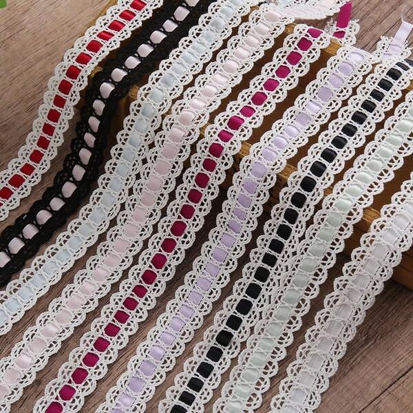 Fita de renda floral bordada em jacquard com estampa de flores, 5 jardas/rolo - Ideal para roupas femininas, golas, cortinas, almofadas e decoração de cabeceira, projetos de costura e artesanato | Fita com estampa floral | Cores vibrantes, Materiais para costura