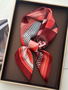 1条2025新款几何图案时尚高端仿丝印花围巾，尺寸70*70厘米，男女皆宜的百搭配饰，适合户外、旅行、摄影等场合。 - 紅色 - 查看 1