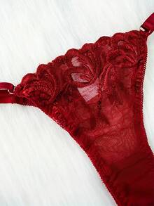 weiweihu European And American Women's Sexy Underwear Set, Lace Embroidery, Sexy Underwear, Perspective Underwear, 2-Piece Set [With Steel Ring] ,Christmas Lingerie, Lingerie For Women,Lingerie Set,Lenceria Mujer,Lencería,Red Lingerie,Sexy Christmas,Lingerie For Women Christmas,Bridal Lingerie,Holiday Lingerie,Lingerie For Women>Burgundy,Christmas Lingerie>Holiday, Mujer Conjuntos,Lingerie For Women>Gown,Lingerie For Women>Green - 酒紅色 - 查看 3