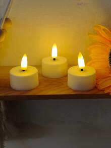 Conjunto de 6/12/24 velas de chá sem chama com controle remoto de 10 teclas e temporizador de 24 horas. Velas realistas com pavio 3D para decoração de casa, encontros românticos, casamentos, Natal, festas, presentes de Dia dos Namorados e aquecedor de velas. - Branco - Ver 4