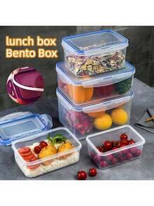 8件套，包含4个容器和4个盖子，可用作午餐盒、多尺寸厨房储物塑料容器、厨房收纳盒，也适用于冷藏。 - 彩色 - 查看 8