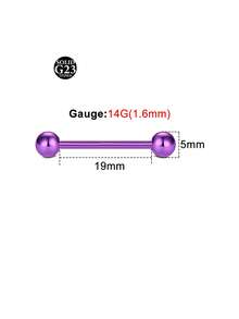 1个14G ASTM F136钛直杆环，适用于乳头/舌头/酒窝/工业穿孔 - 内螺纹，低过敏性，男女皆宜，不含镍，不含铅 - 彩色 - 查看 24