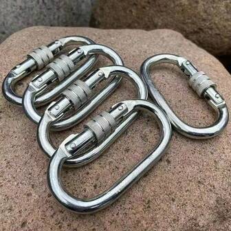 2pcs Large Size O-Ring Carabiners, Heavy Duty, Zinc-Plated Steel Material, Metal Hanging Hook. Steel Lock Hook, Home Dog Leash Clip, Spring Clasp, Suitable For Camping, Hiking And Backpacking