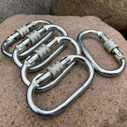 2pcs Large Size O-Ring Carabiners, Heavy Duty, Zinc-Plated Steel Material, Metal Hanging Hook. Steel Lock Hook, Home Dog Leash Clip, Spring Clasp, Suitable For Camping, Hiking And Backpacking