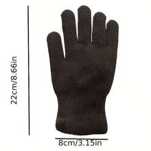 1Pair Winter Cold-Proof Fleece Knitted Gloves Warmers Gloves Soft Warm Double Layer Male Thickened Cycling Gloves Ski Gloves For Women Men - Black - View 2