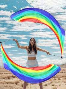 彩虹丝带，适用于舞蹈表演、飘逸的手持丝带、舞台装饰和道具（多种颜色可选）。 - 彩色 - 查看 7