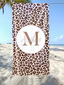 1PC Personalized Custom Beach Towel With Text Design, Customized With Your Name. Perfect For Use On The Beach, By The Poolside, And During Beach Vacations. This Multifunctional Beach Towel Is Ideal For Outdoor Beach Activities, Travel, And Provides Comfort When Lounging, Sunbathing, And Relaxing. A Unique Gift For Her, Him, Mother, Father, Girlfriend, Boyfriend. - Multicolor - View 2