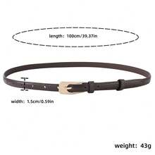 Metal Ladies Leather Buckle Brown Belt Summer, School Fall, Autumn, Halloween - Coffee Brown - View 16