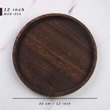 Round Tray Wood Serving Platter, Vintage 12/8 Inch Round Dessert Plate Multipurpose Candle Holder Tray Decorative Tray For Farmhouse Table Centerpiece Christmas Home Decor (Coffee) - màu đen - Xem 9
