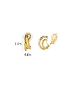 1对时尚双层圆形铜质夹式耳环，优雅显瘦，适合日常佩戴和节日送礼